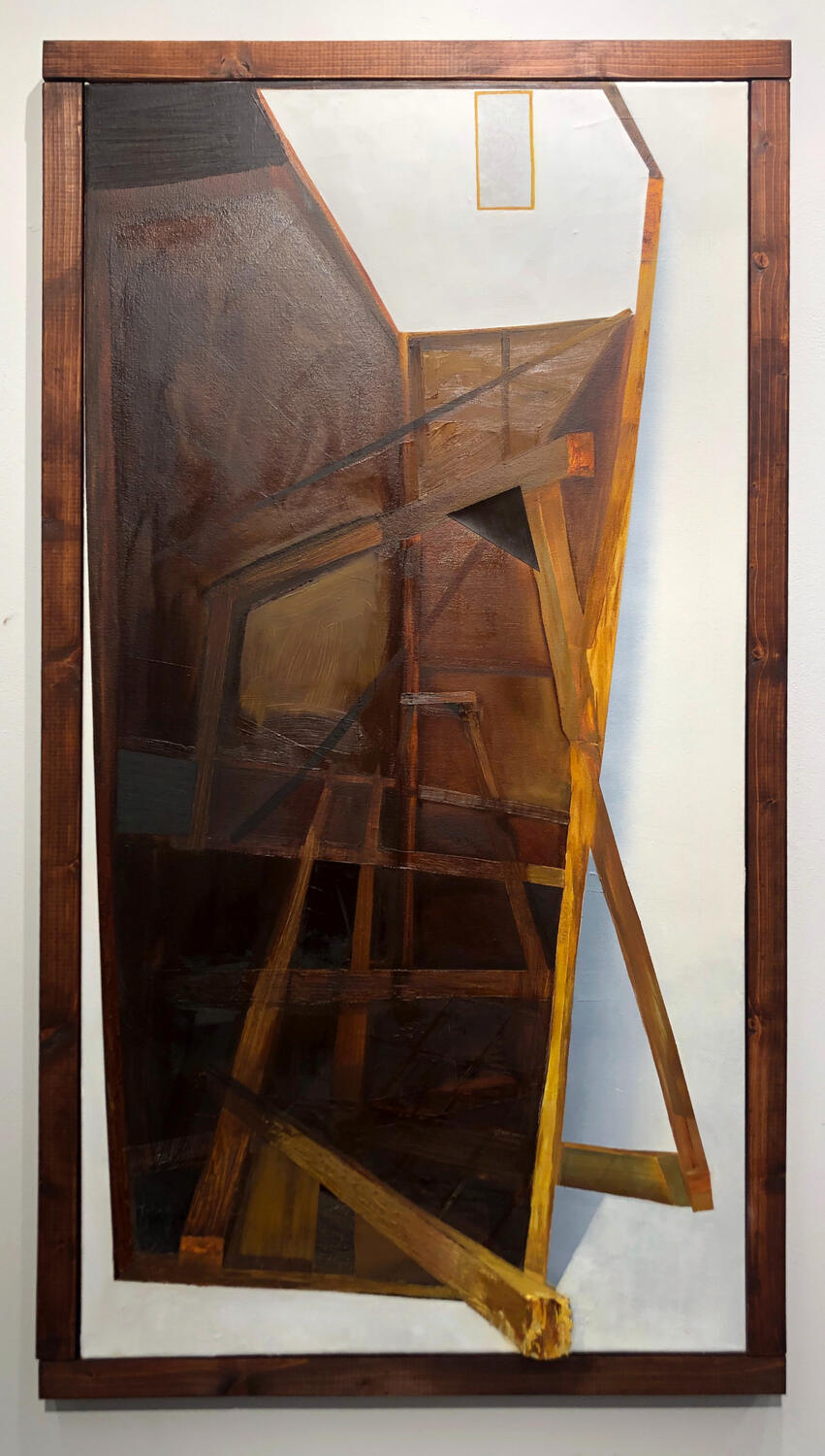 Guillotine. 2022. Oil paint on canvas. 46 x 24 inches.