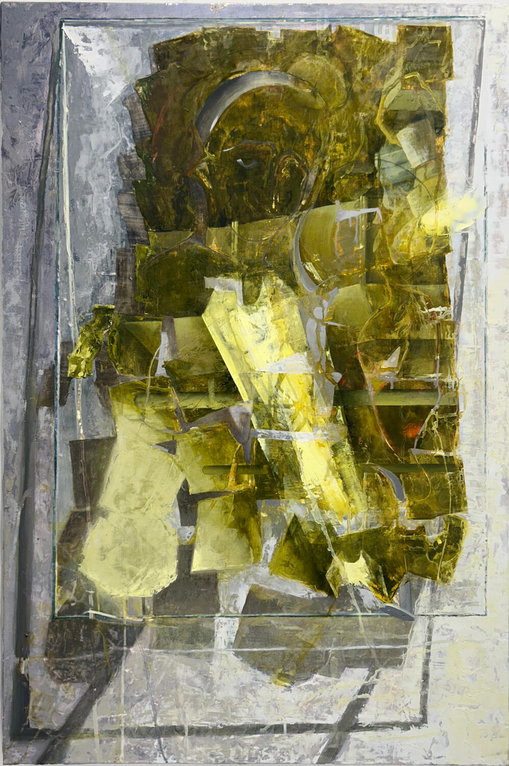 After Berlinghiero 1, 2024, Egg tempera, oil paint, rabbit skin glue, marble dust, muslin on panel, 31 5/8 x 21 1/8"