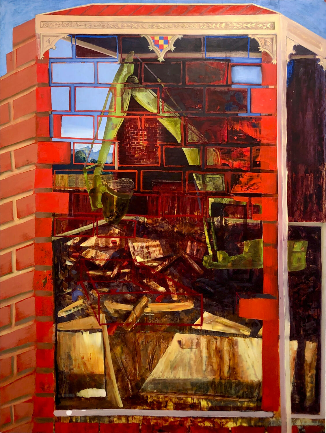 Building Blocks, 2024, Oil paint, rabbit skin glue, marble dust, muslin on panel, 48 x 36"