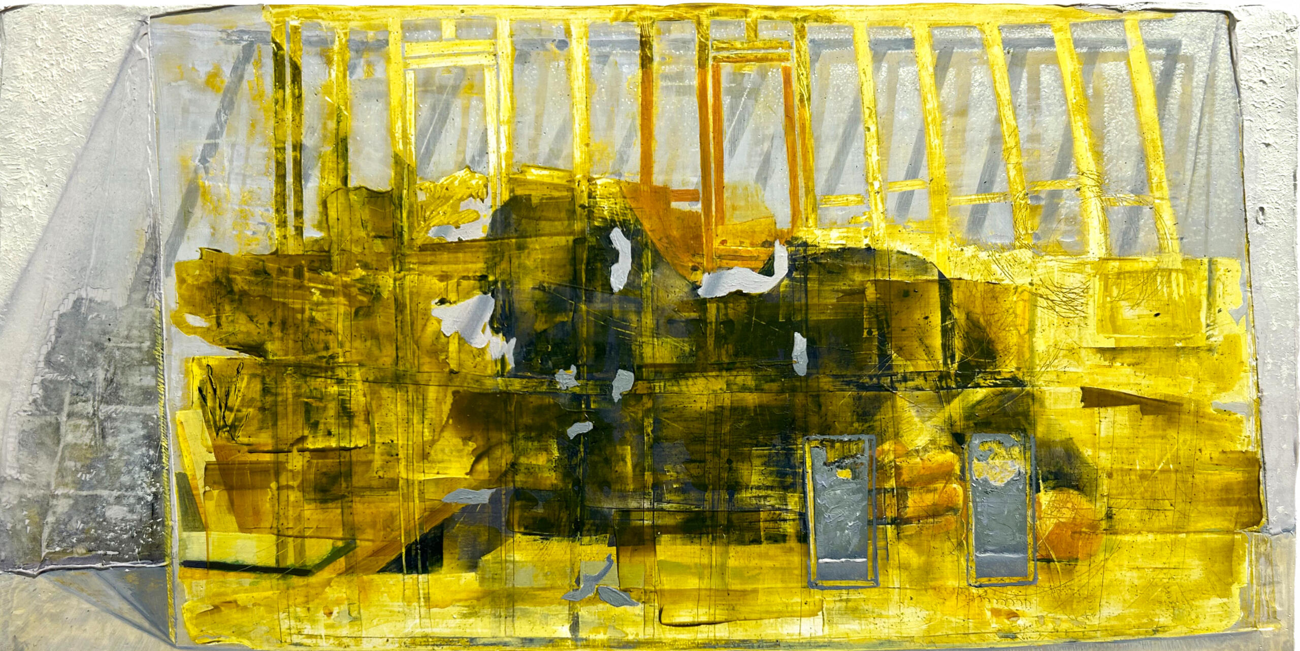 Windowless Monad, 2024, Oil paint, rabbit skin glue, marble dust, muslin on panel, 6 x 12"