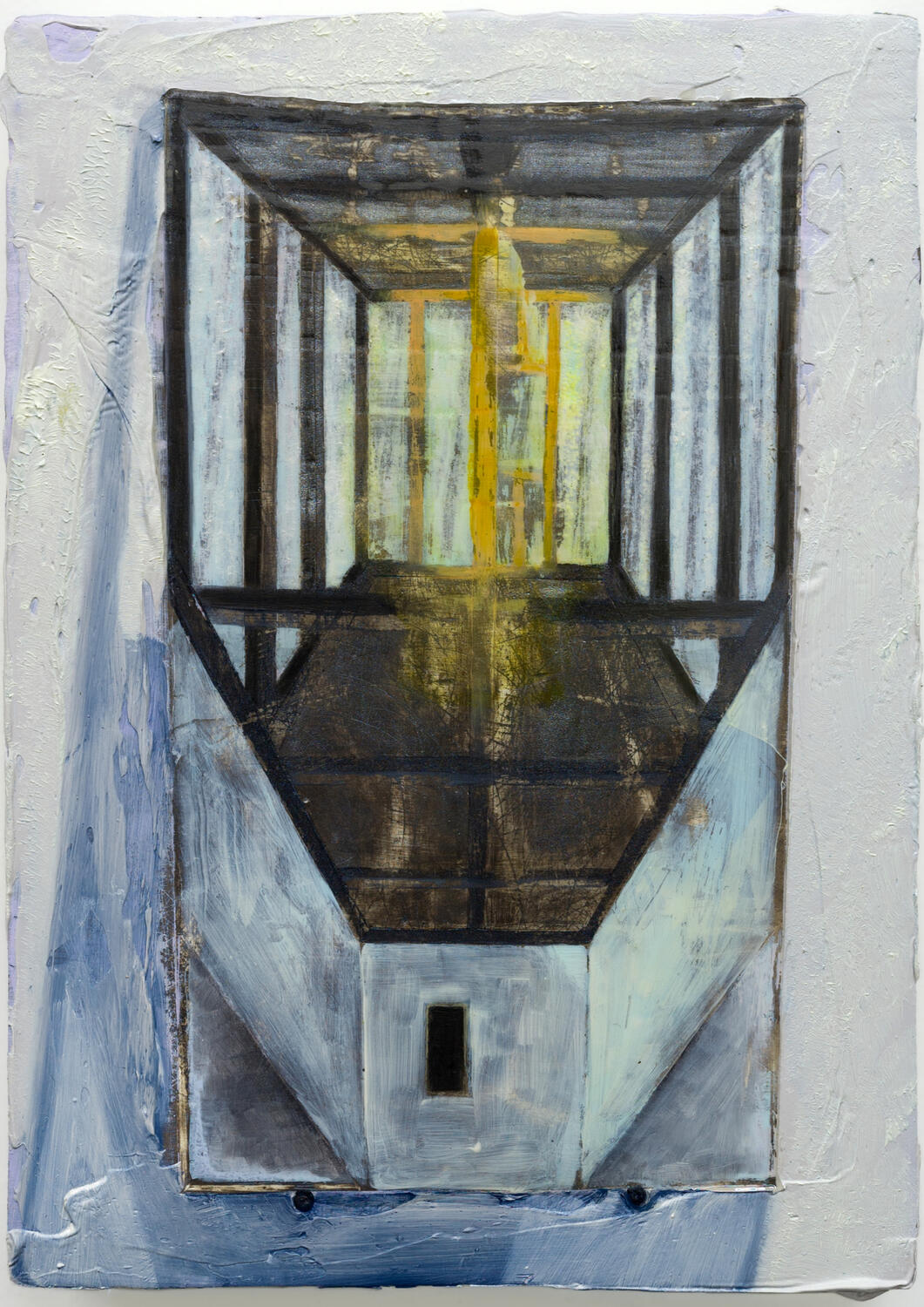 Reverse Perspective, 2024, Oil paint, rabbit skin glue, marble dust, muslin on panel, 7 x 5"