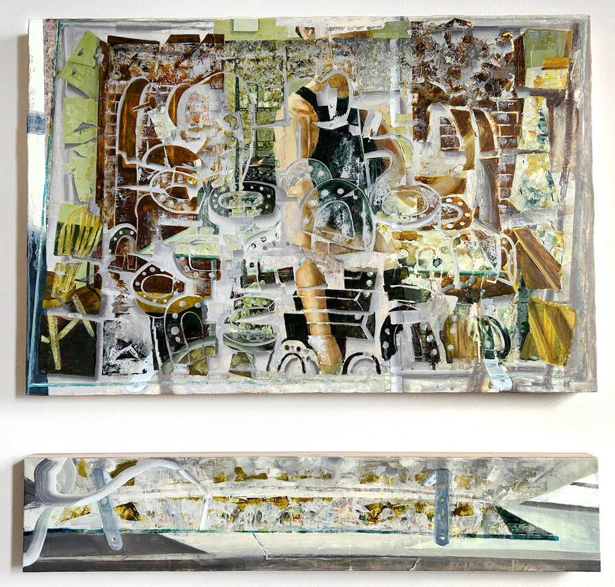 Figured Ground, 2025, Egg tempera and oil on panels, 36 1/8 x 31 5/8 inches