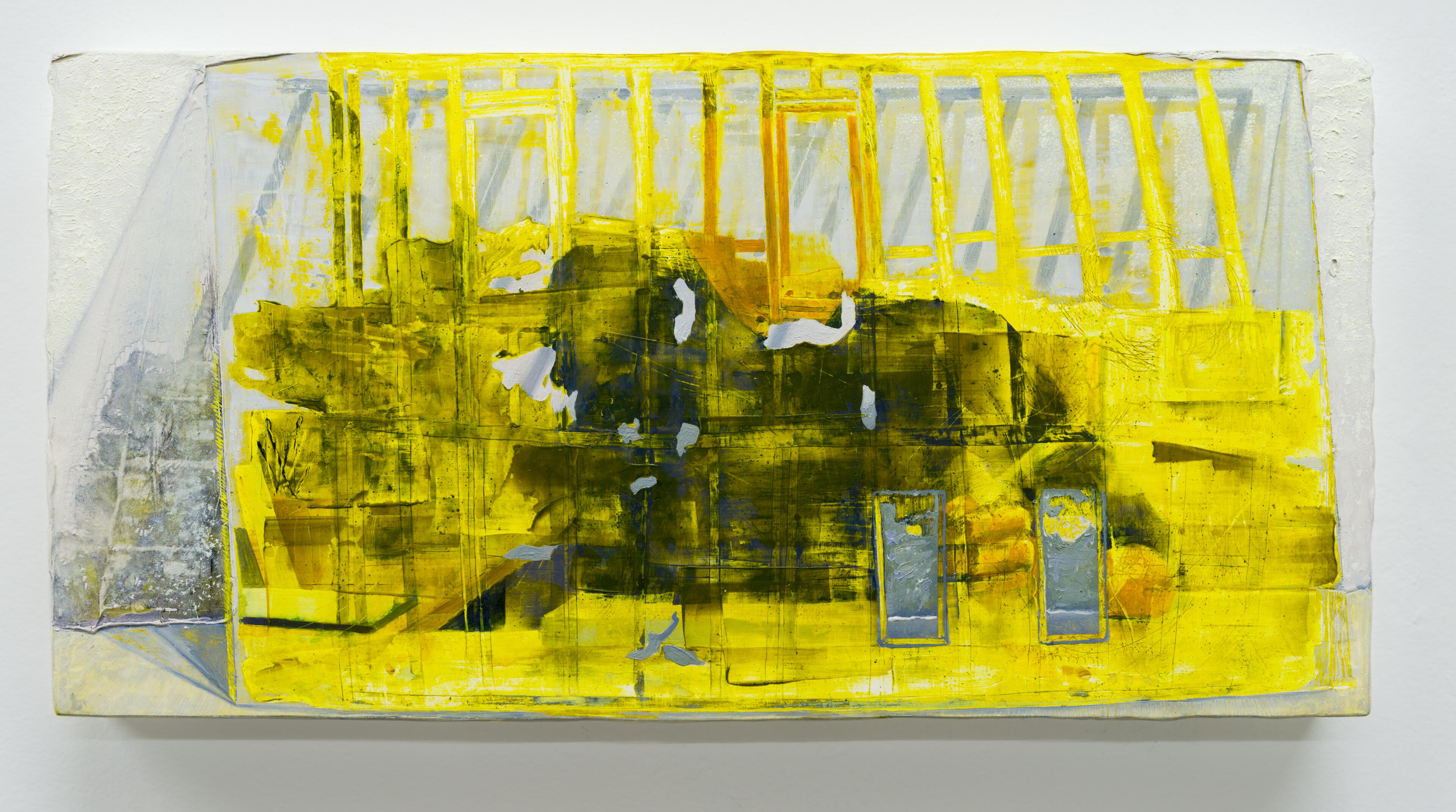 Windowless Monad, 2024. Oil paint, rabbit skin glue, marble dust, muslin on panel. 6 x 12"