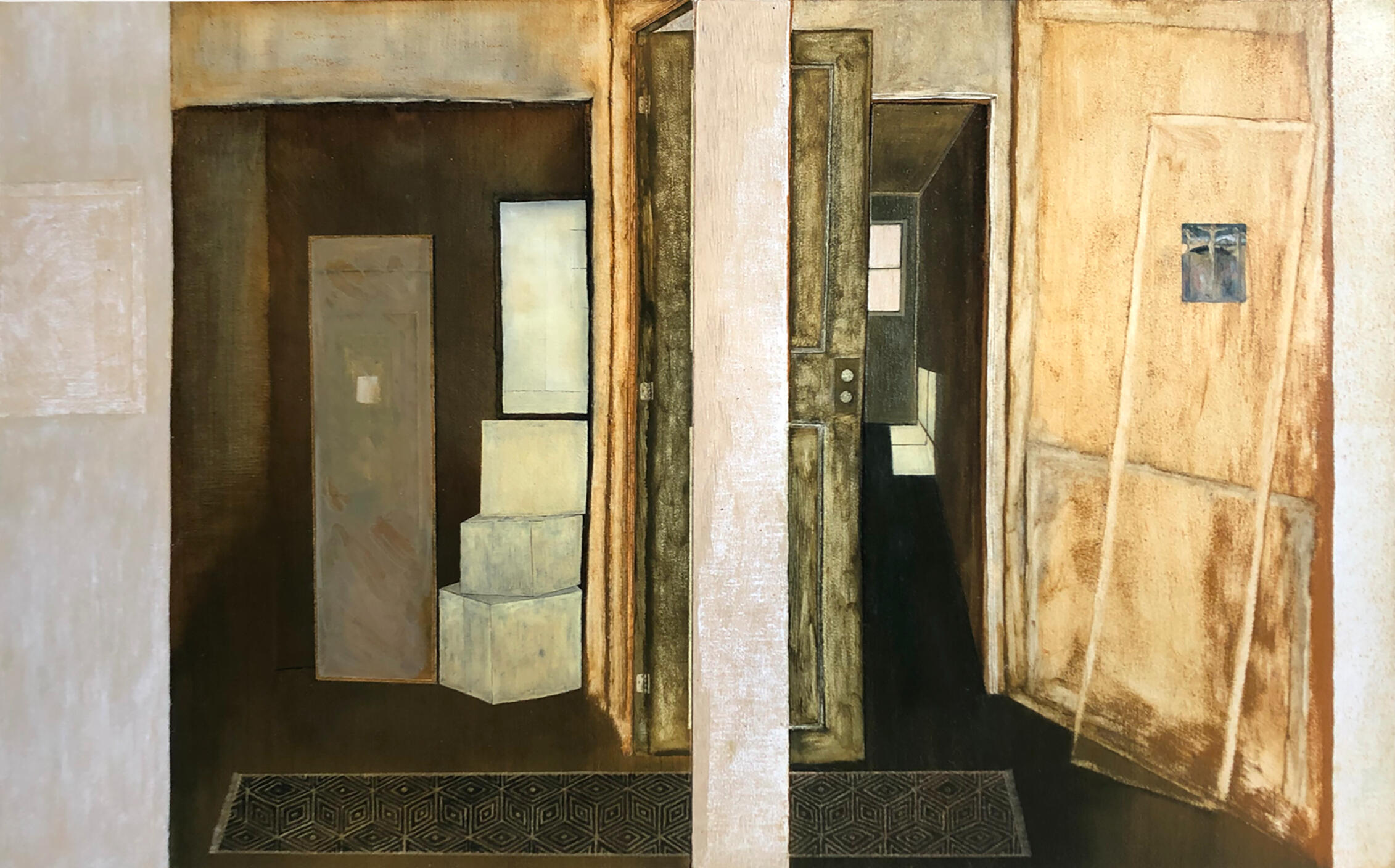 Crossing the Line, 2021. Oil paint on panel. 20 x 16".